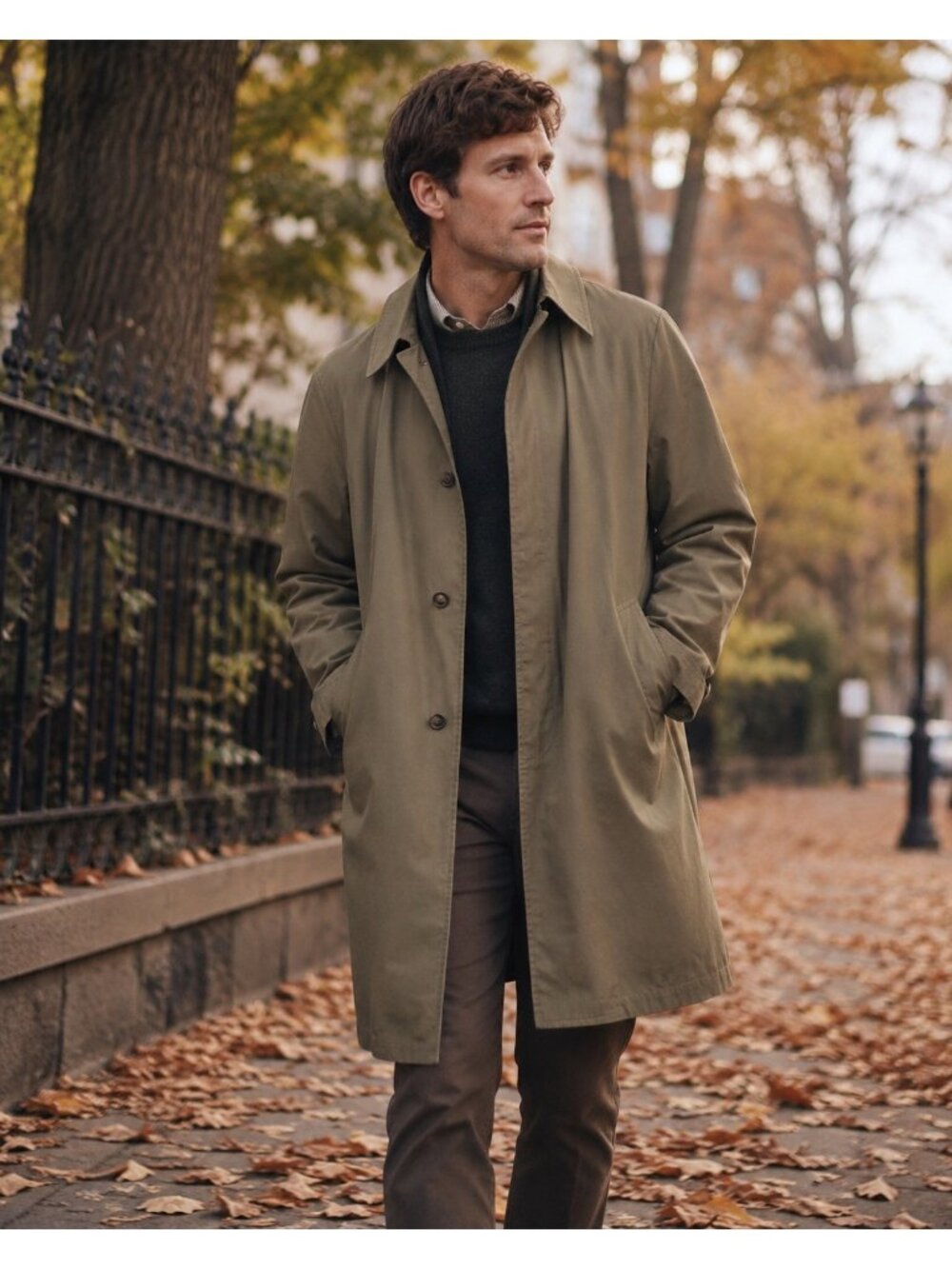 London Fog Mens Vintage Olive Green Trench Coat 38R Removable Liner USA EUC